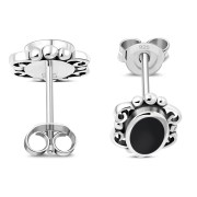 Black Onyx Sterling Silver Stud Earrings, e371